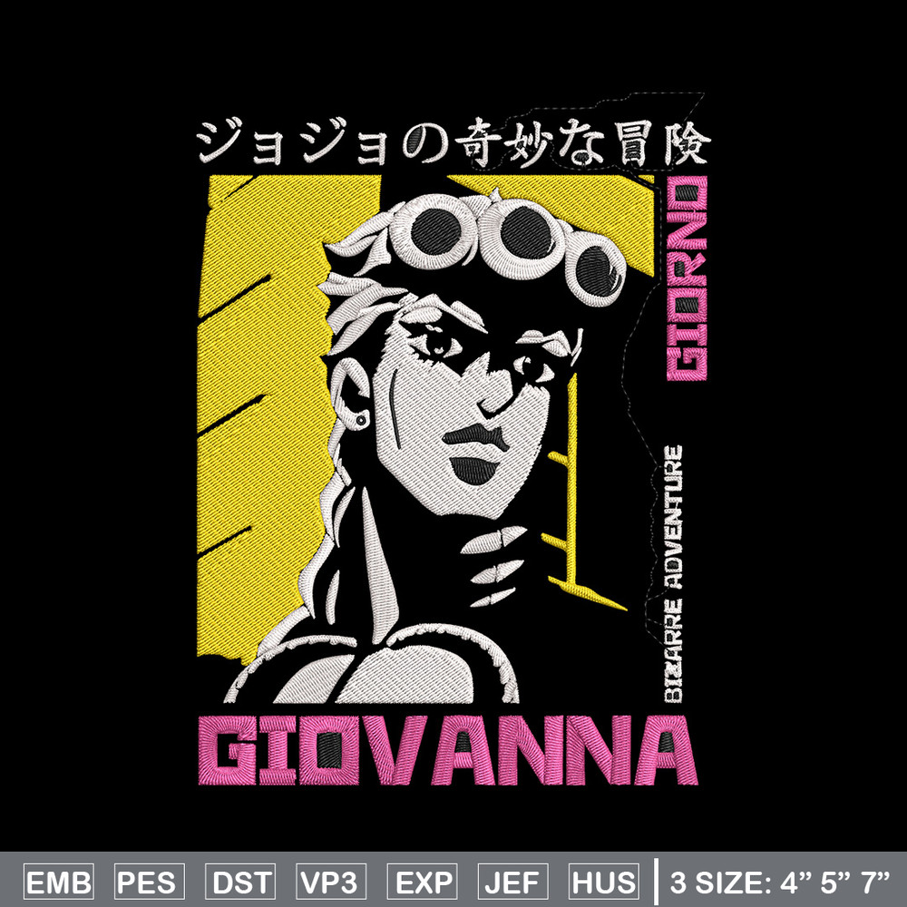 Giovanna poster Embroidery Design, Jojo Embroidery, Embroidery File, Anime Embroidery, Anime shirt, Digital download.jpg