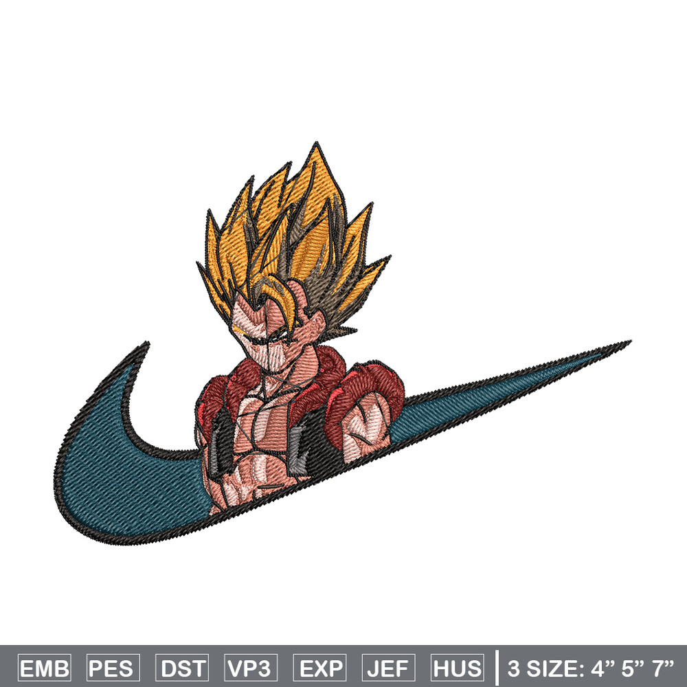 Gogeta x nike Embroidery Design, Dragonball Embroidery, Embroidery File, Nike Embroidery, Anime shirt, Digital download.jpg