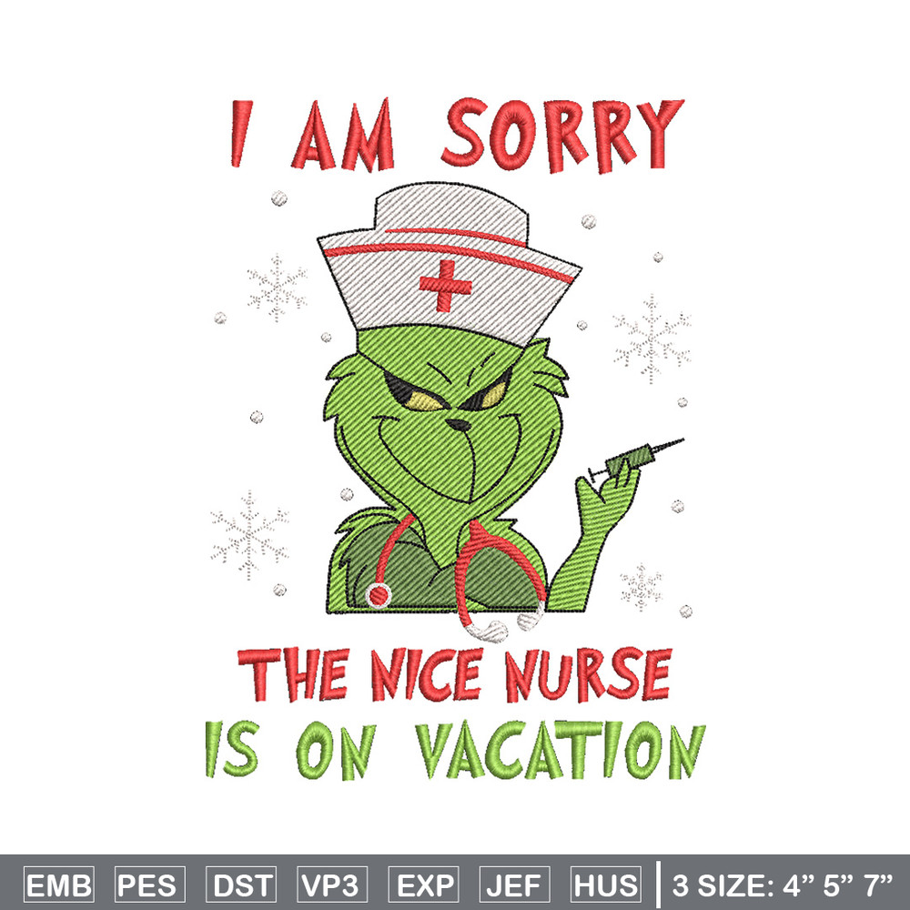 Grinch nurse embroidery design,Grinch embroidery,Chrismas design, Embroidery shirt, Embroidery file, Digital download.jpg