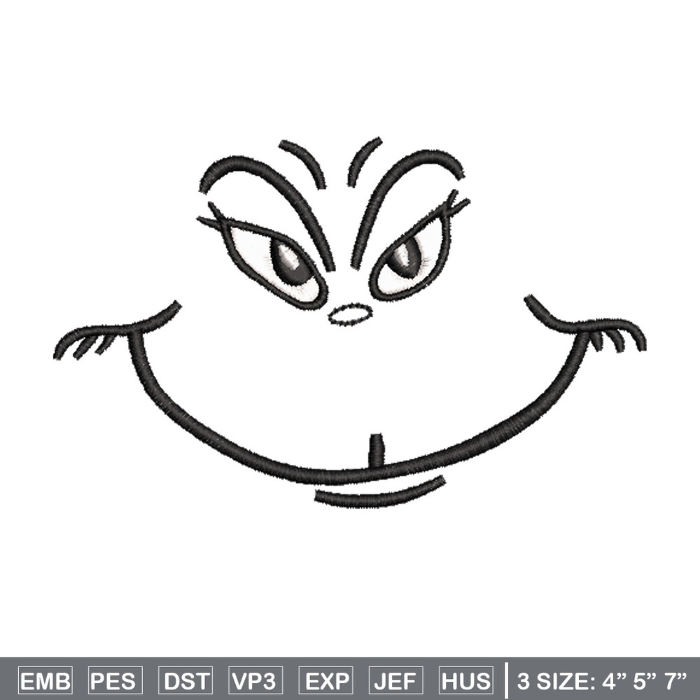 Grinch smile embroidery design,Grinch embroidery, Chrismas design, Embroidery shirt, Embroidery file, Digital download..jpg