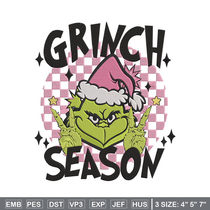 Grinchy season Embroidery Design, Grinch Embroidery, Embroidery File,Chrismas Embroidery, Anime shirt, Digital download.jpg