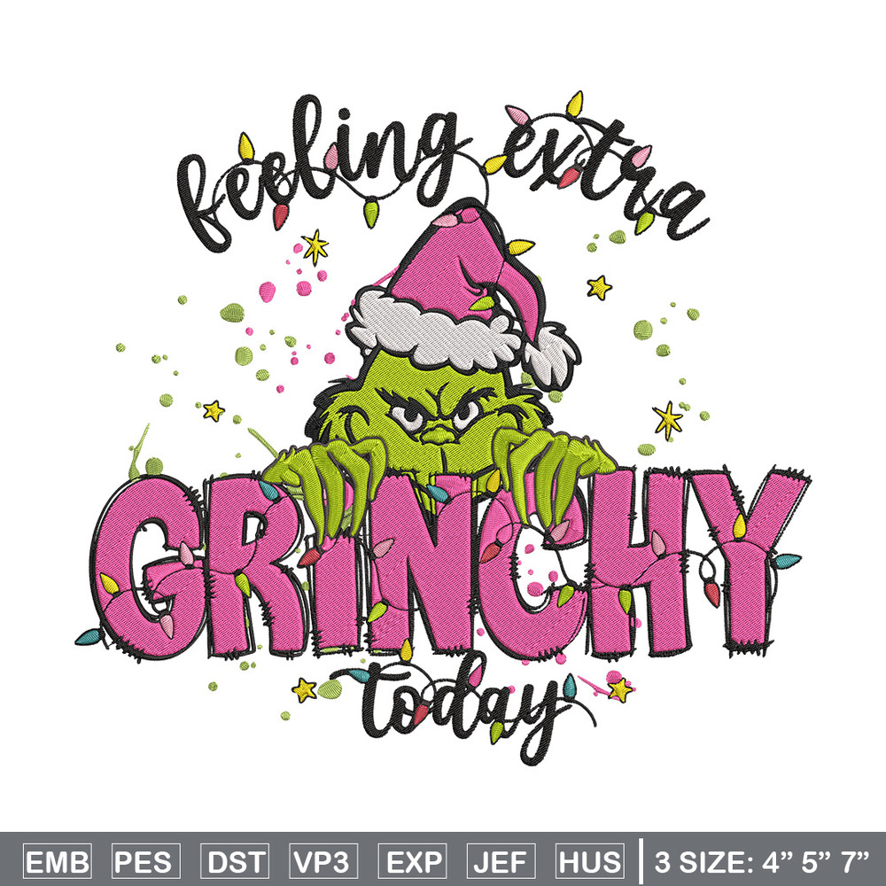 Grinchy today Embroidery Design, Grinch Embroidery, Embroidery File,Chrismas Embroidery, Anime shirt, Digital download.jpg