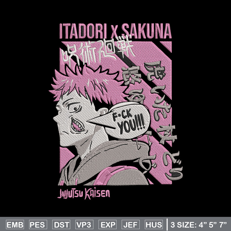 Itadori x sukuna Embroidery Design, Jujutsu Embroidery, Embroidery File, Anime Embroidery,Anime shirt, Digital download.jpg