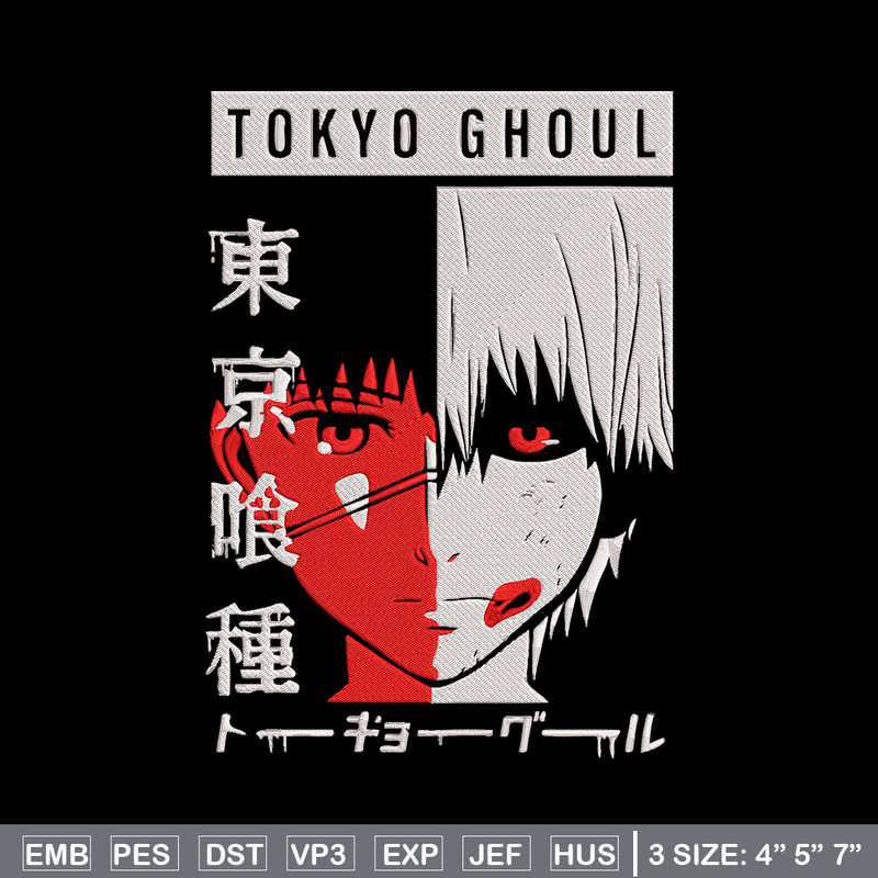 Ken kaneki poster Embroidery Design, Tokyo Ghoul Embroidery, Embroidery File, Anime Embroidery, Digital download.jpg