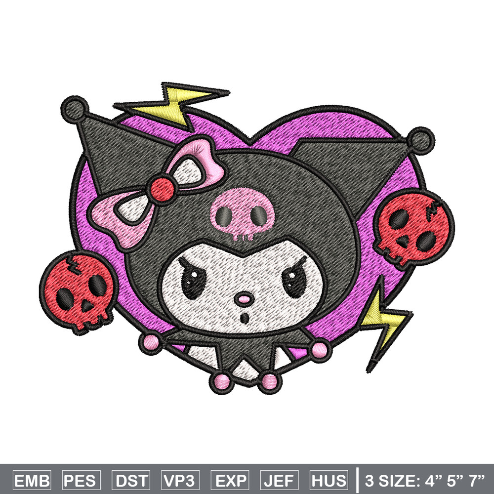 Kuromi Embroidery design, Hello Kitty Embroidery, cartoon design, Embroidery File, cartoon shirt, Digital download.jpg