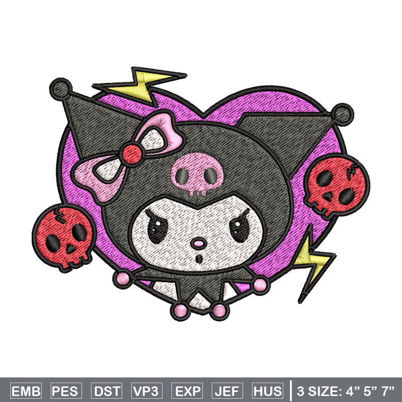 Kuromi Embroidery design, Hello Kitty Embroidery, cartoon design, Embroidery File, cartoon shirt, Digital download.jpg