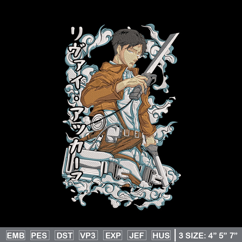 Levi poster Embroidery Design, Aot Embroidery, Embroidery File, Anime Embroidery, Anime shirt, Digital download.jpg