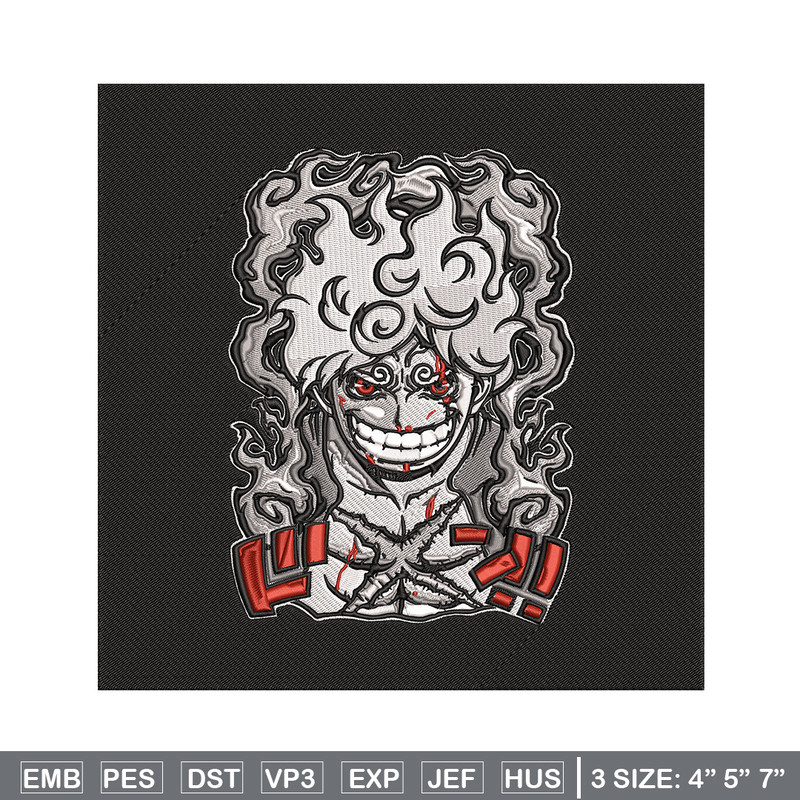 Luffy gear 5 Embroidery Design, One piece Embroidery, Embroidery File, Anime Embroidery, Anime shirt, Digital download.jpg