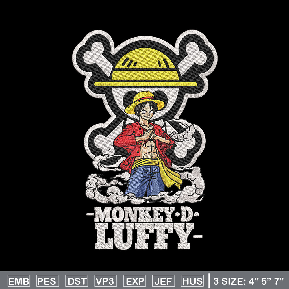 Luffy poster Embroidery Design, One piece Embroidery, Embroidery File, Anime Embroidery, Anime shirt, Digital download.jpg