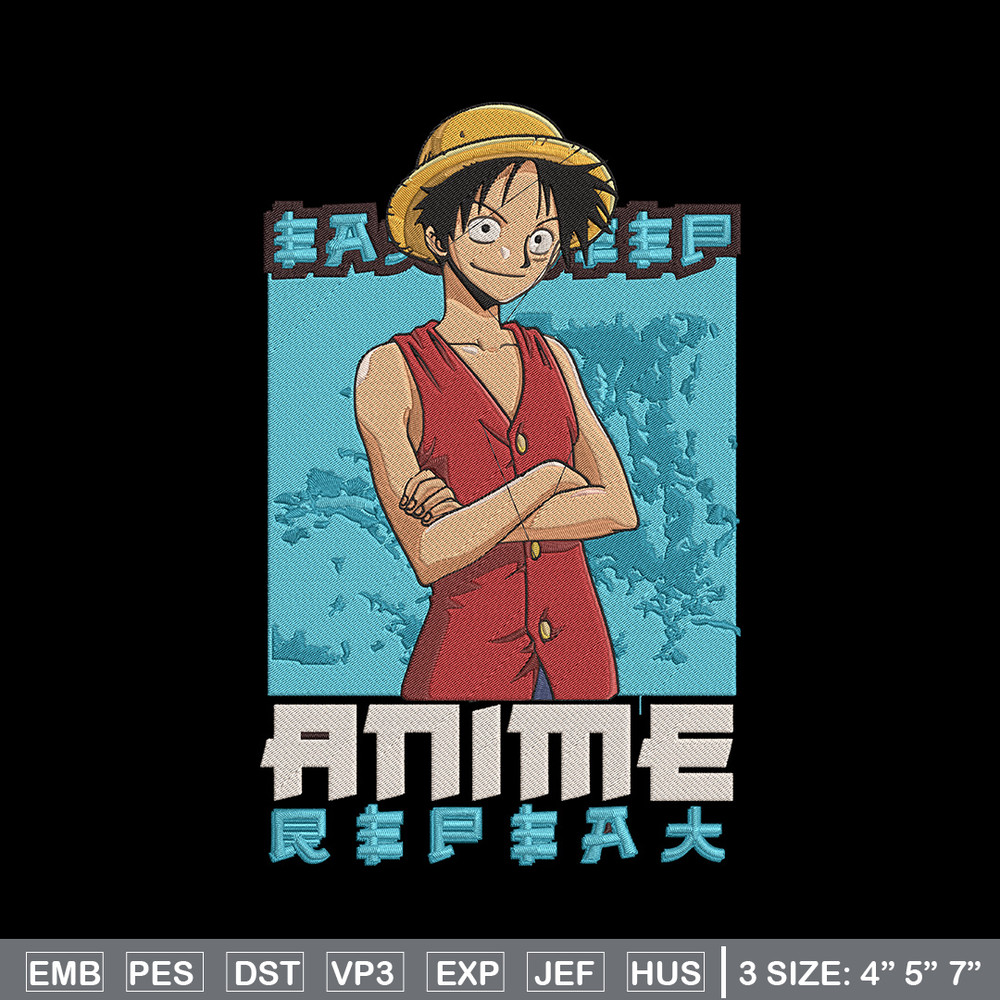 Luffy poster Embroidery Design, One piece Embroidery, Embroidery File, Anime Embroidery, Anime shirt,Digital download.jpg