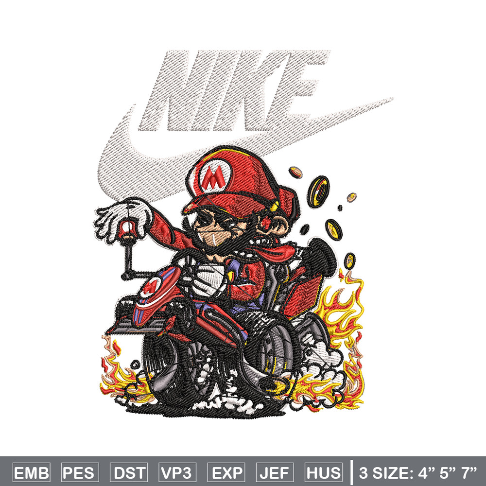 Mario car Nike Embroidery design, Mario car game Embroidery, Nike design, Embroidery file, logo shirt, Instant download..jpg