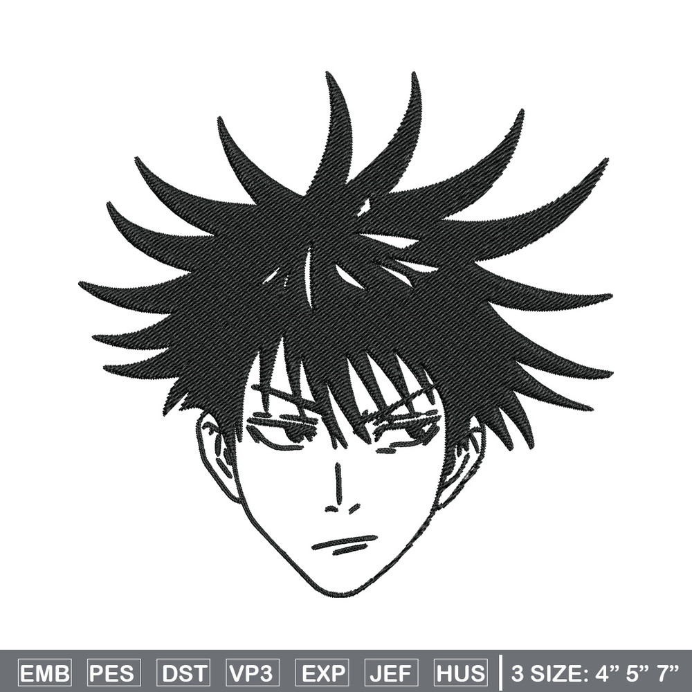 Megumi face Embroidery Design, Jujutsu Embroidery, Embroidery File, Anime Embroidery, Anime shirt, Digital download.jpg