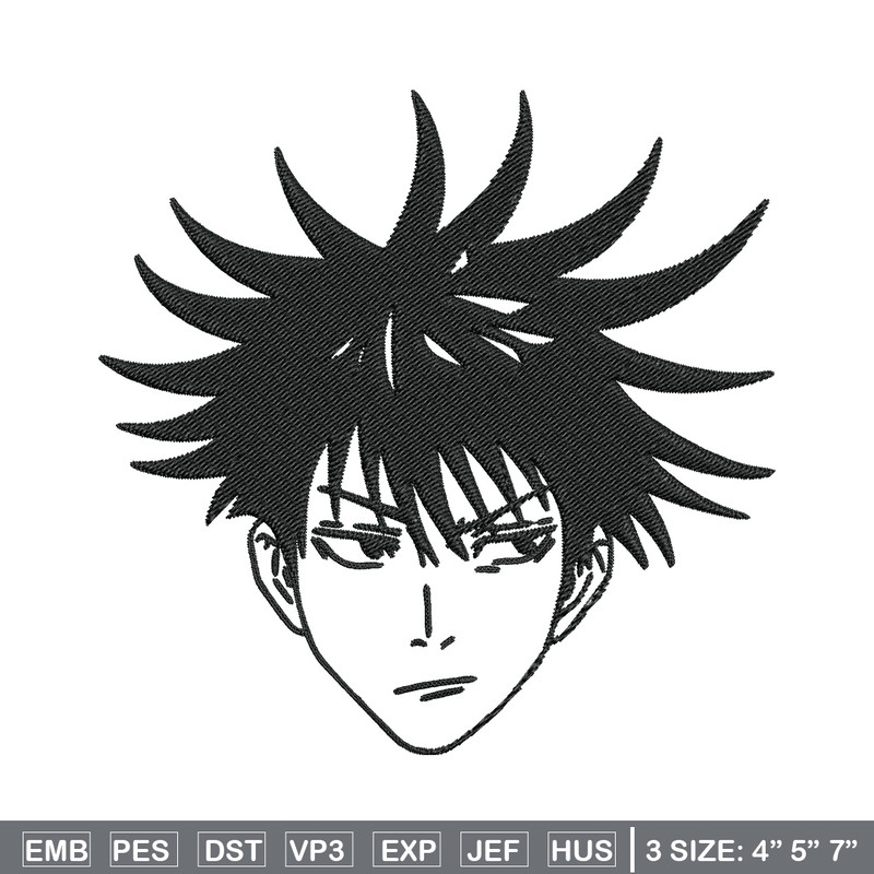 Megumi face Embroidery Design, Jujutsu Embroidery, Embroidery File, Anime Embroidery, Anime shirt, Digital download.jpg