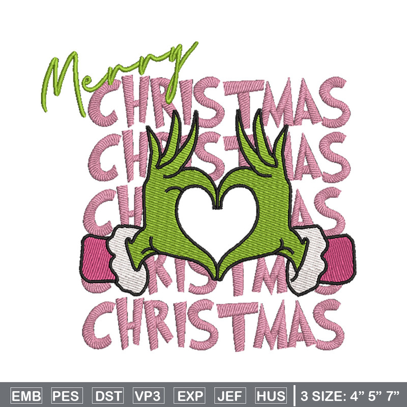 Merry chrismas embroidery design, Grinch embroidery, Chrismas design,Embroidery shirt, Embroidery file, Digital download.jpg