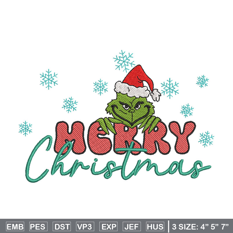 Merry chrismas embroidery design,Grinch embroidery, Chrismas design, Embroidery shirt, Embroidery file, Digital download.jpg