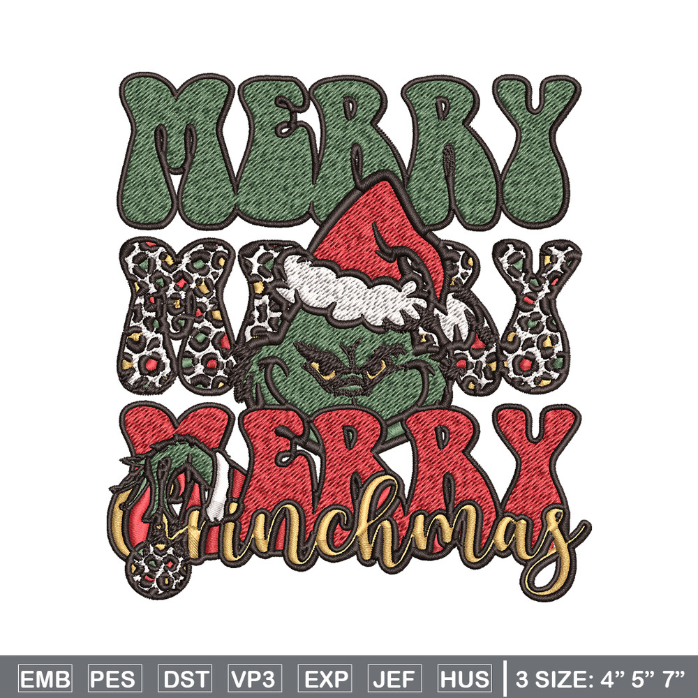 Merry Christmas Grinch Embroidery design, Grinch christmas Embroidery, logo design, Embroidery File, Instant download.jpg