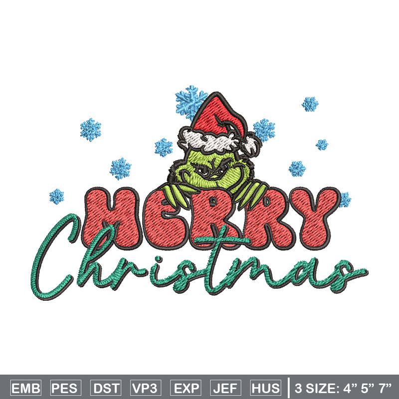 Merry Grinch Embroidery design, Grinch Merry Christmas Embroidery, Grinch design, Embroidery File, Digital download.jpg