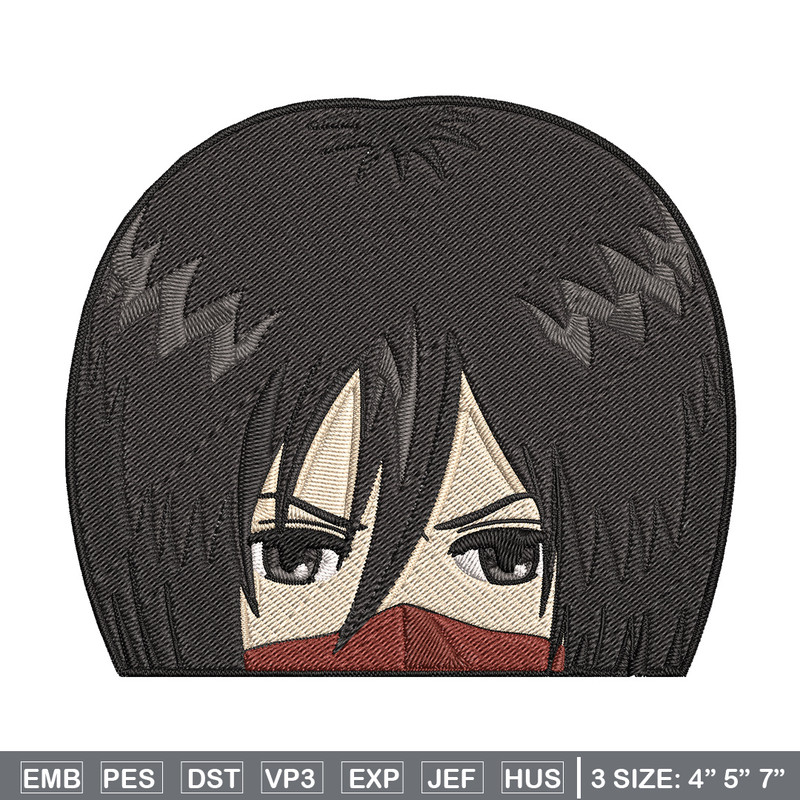 Mikasa Peeker Embroidery Design, Aot Embroidery, Embroidery File, Anime Embroidery, Anime shirt, Digital download.jpg