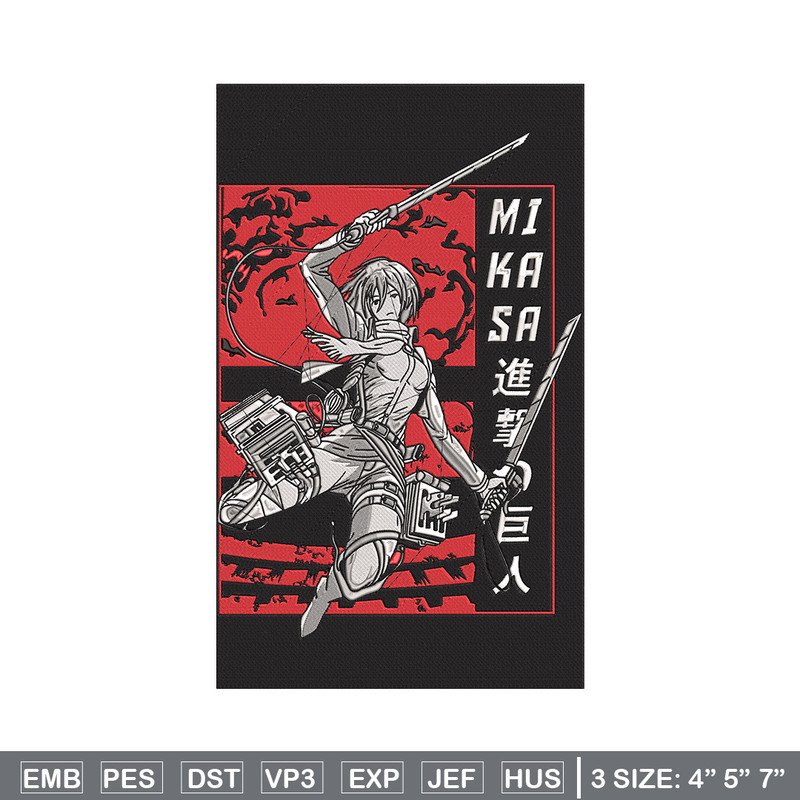 Mikasa poster Embroidery Design, Aot Embroidery, Embroidery File, Anime Embroidery,Anime shirt, Digital download.jpg