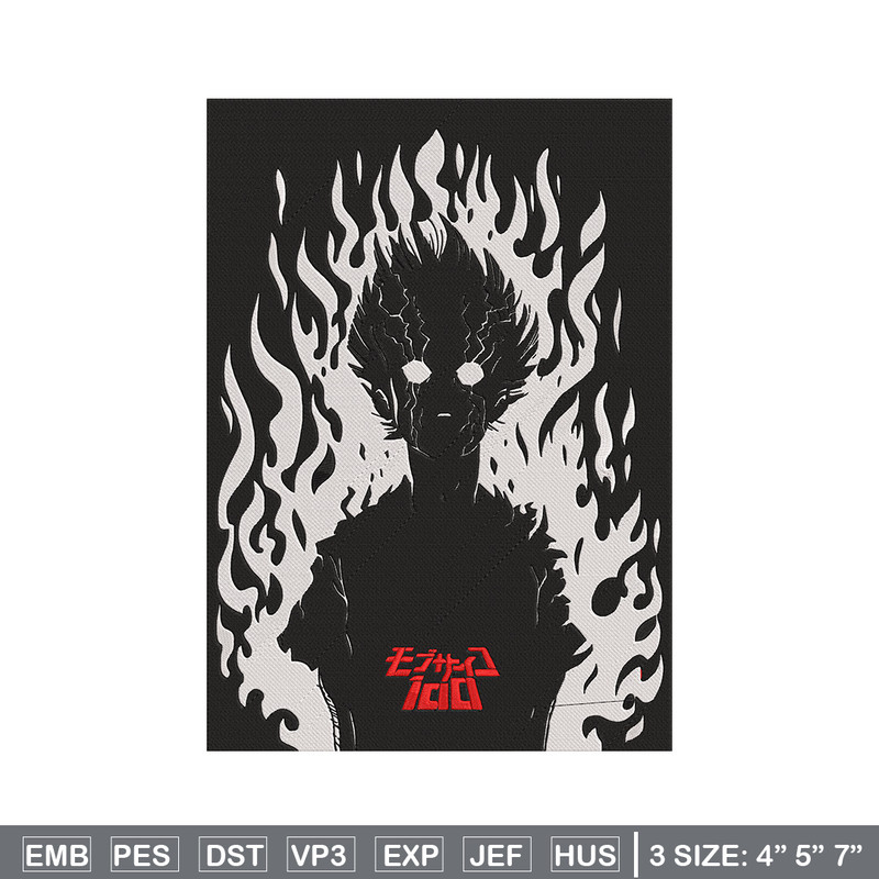 Mob 100 poster Embroidery Design, Mob 100 Embroidery, Embroidery File, Anime Embroidery, Anime shirt, Digital download.jpg