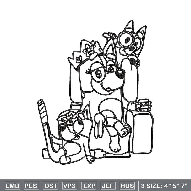 Mum bluey bingo Coloring Pages Embroidery, Bluey Embroidery, Embroidery File, cartoon design, Digital download..jpg