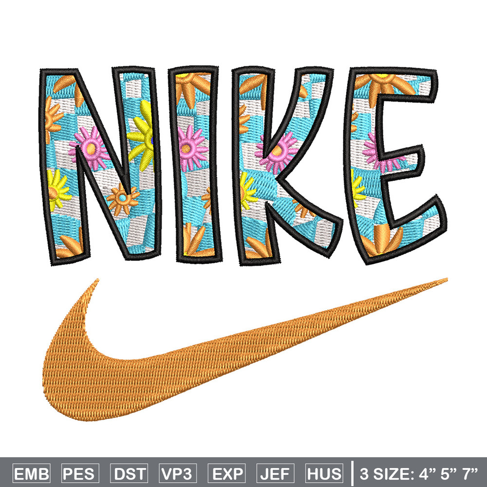 Nike flower embroidery design, Flower embroidery, Nike design, Embroidery shirt, Embroidery file,Digital download.jpg