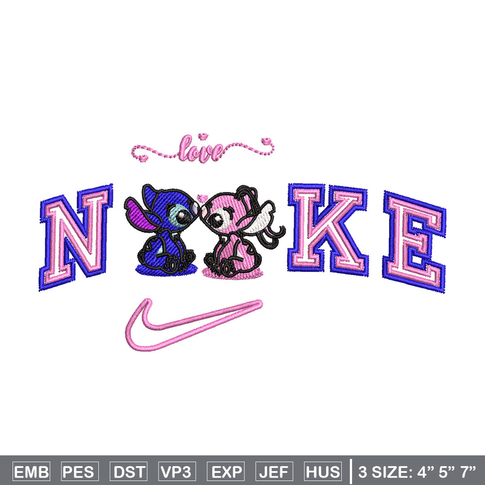 Nike stitch couple embroidery design, Stitch embroidery, Nike design, Embroidery file,Embroidery shirt, Digital download.jpg