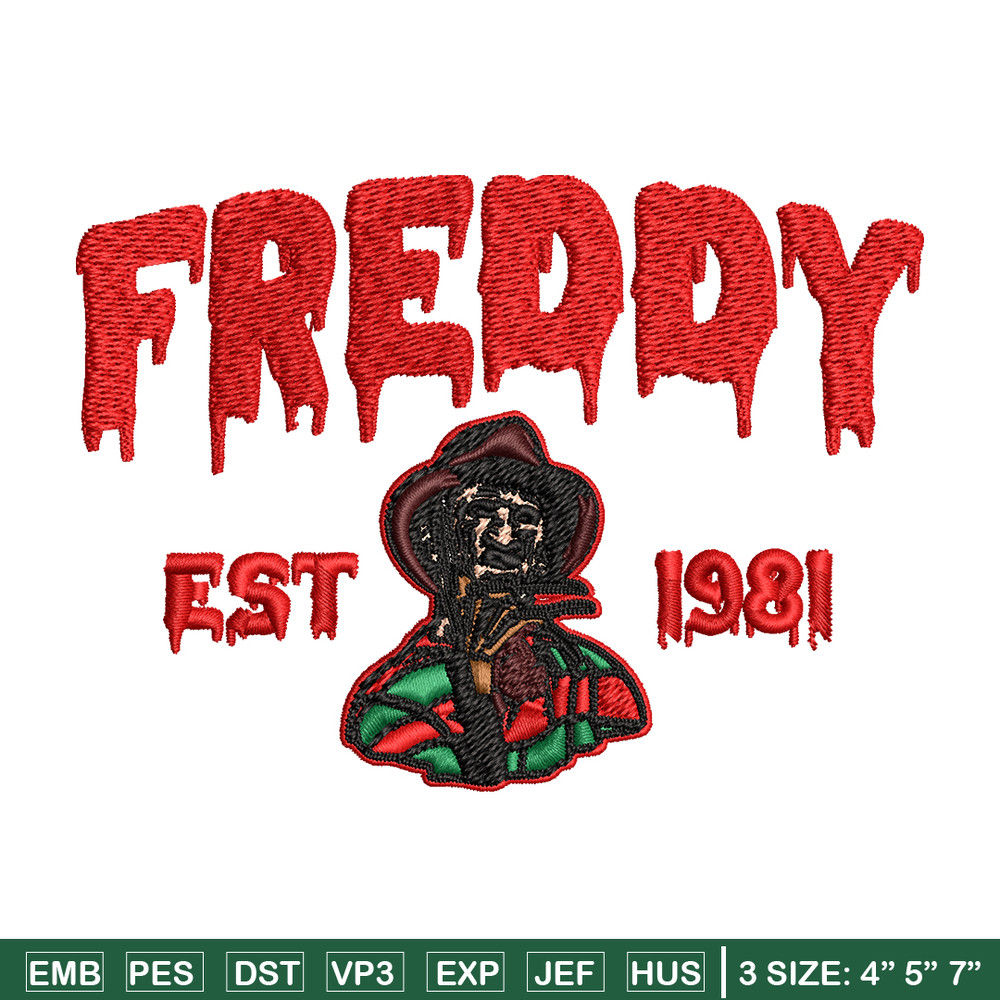 Freddy Krueger Embroidery design, Freddy horror Embroidery, Embroidery File, horror design, Digital download..jpg