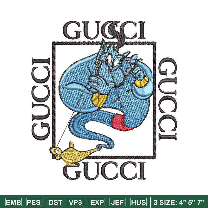 Genie gucci Embroidery design, Genie gucci Embroidery, cartoon design, Embroidery File, gucci logo, Instant download..jpg