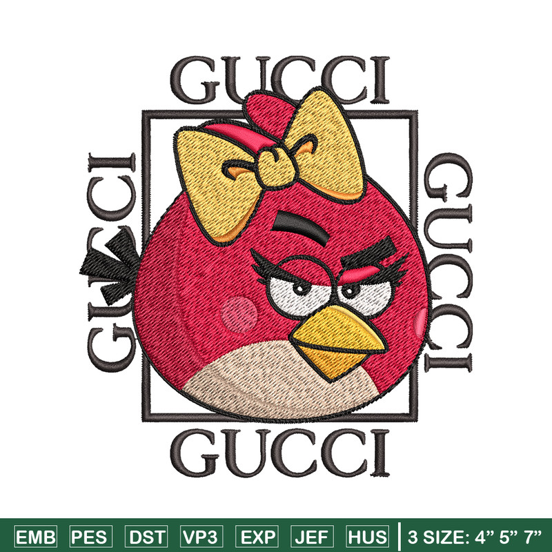 Girl Bird gucci Embroidery design, Angry Birds Embroidery, cartoon design, Embroidery File, logo shirt, Digital download.jpg