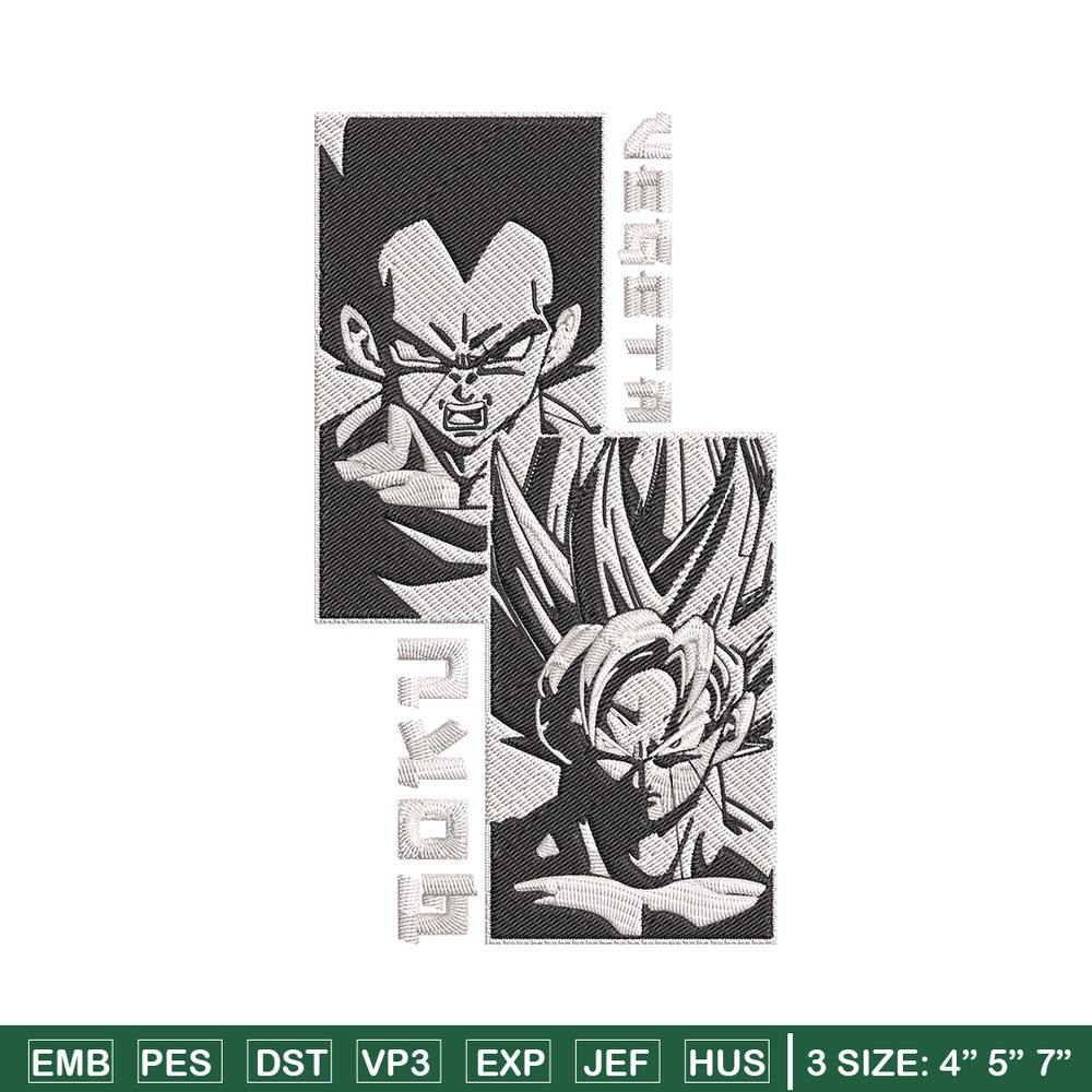 Goku x Vegeta Embroidery Design, Dragonball Embroidery, Embroidery File, Anime Embroidery, Anime shirt, Digital download.jpg