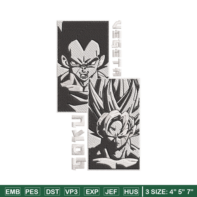 Goku x Vegeta Embroidery Design, Dragonball Embroidery, Embroidery File, Anime Embroidery, Anime shirt, Digital download.jpg