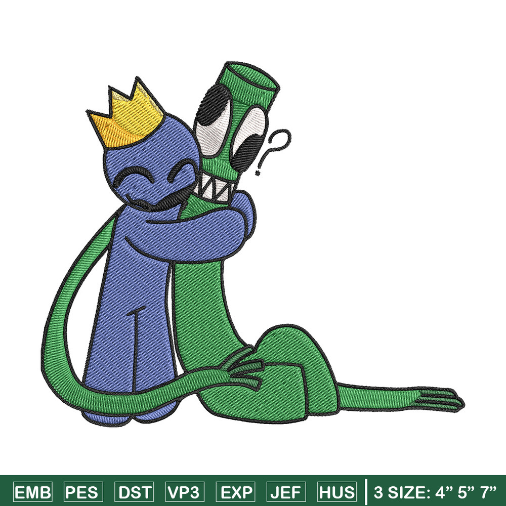 Green x blue Rainbow Embroidery Design, Rainbow Friends Embroidery, Embroidery File, Anime Embroidery, Digital download.jpg