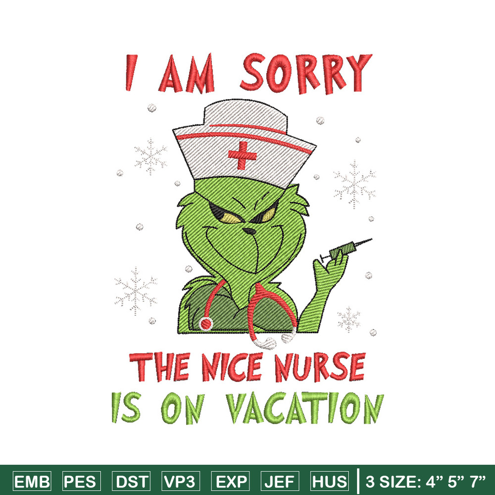Grinch nurse embroidery design,Grinch embroidery,Chrismas design, Embroidery shirt, Embroidery file, Digital download.jpg
