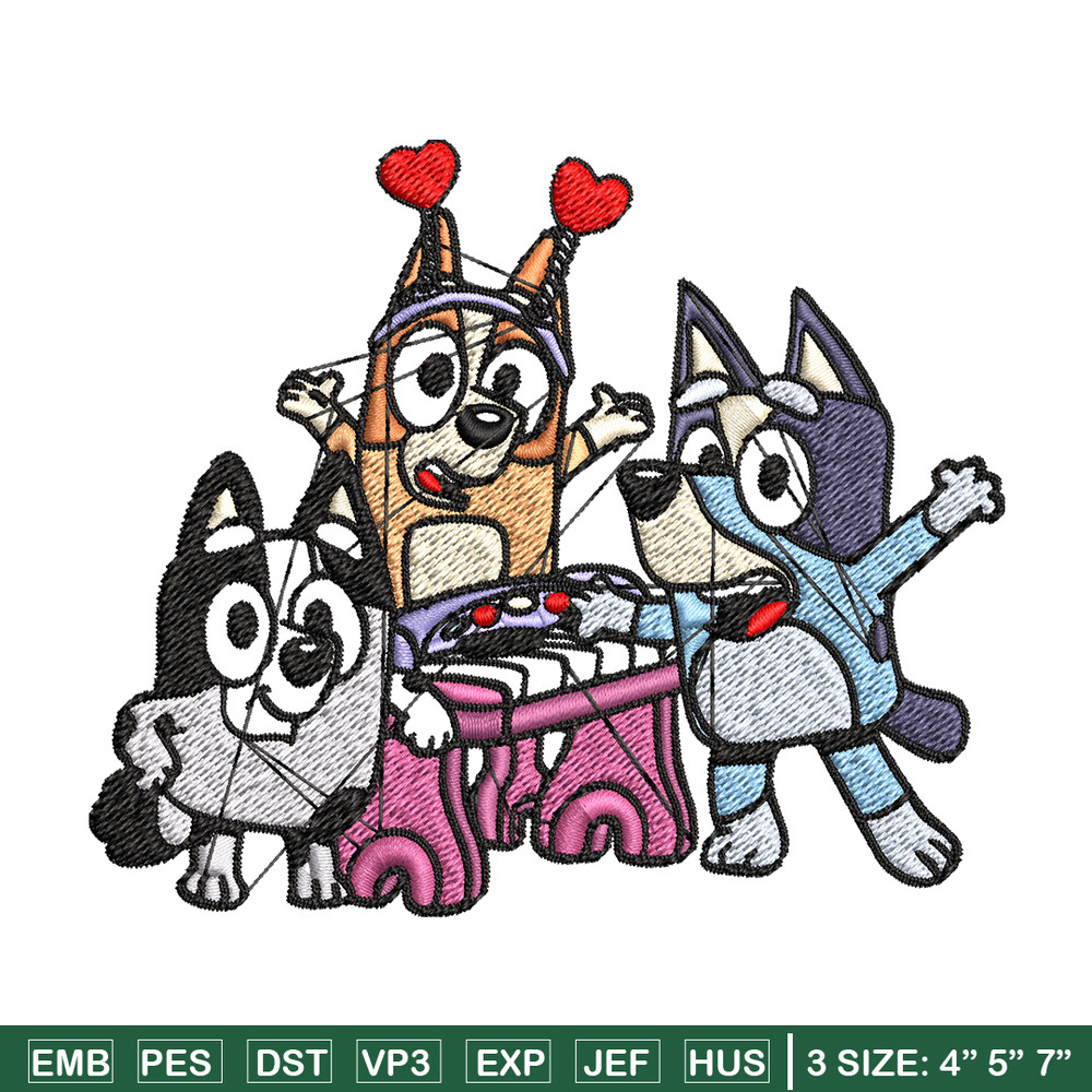 Happy birthday bluey Embroidery, Bluey Embroidery, Embroidery File, cartoon shirt, cartoon design, Digital download..jpg