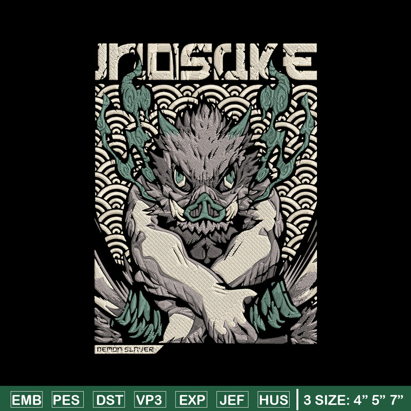 Inosuka poster Embroidery Design, Demon slayer Embroidery, Embroidery File,Anime Embroidery,Anime shirt,Digital download.jpg