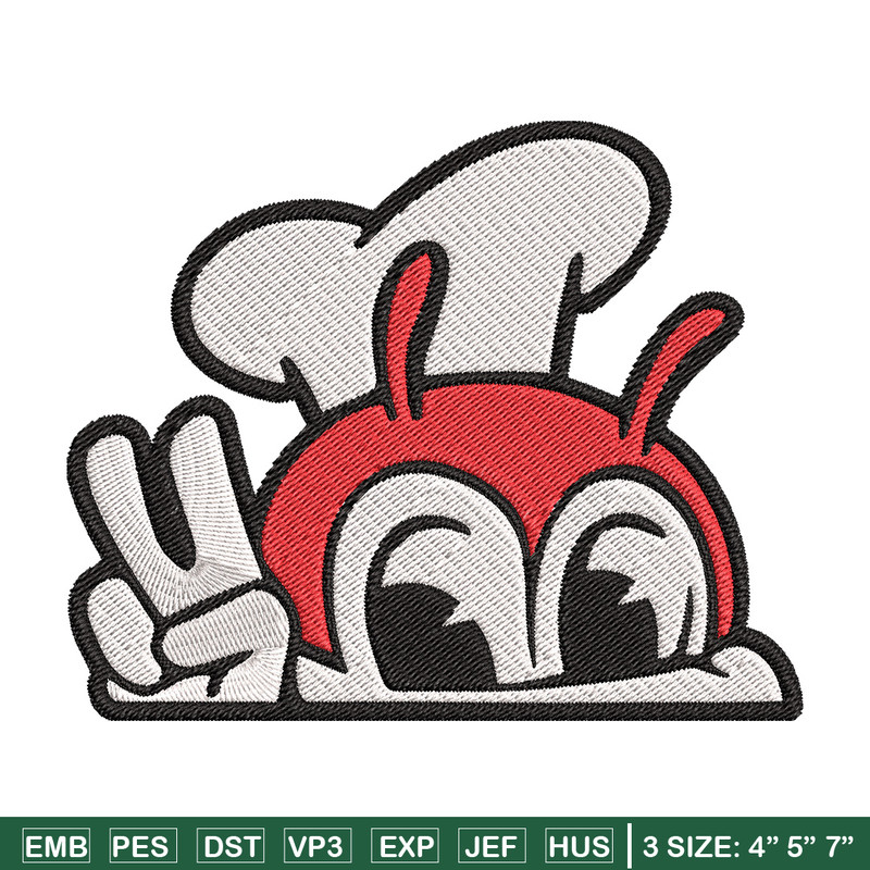 Jollibee Peek Embroidery Design, Logo Embroidery, Embroidery File, Anime Embroidery, Anime shirt, Digital download.jpg