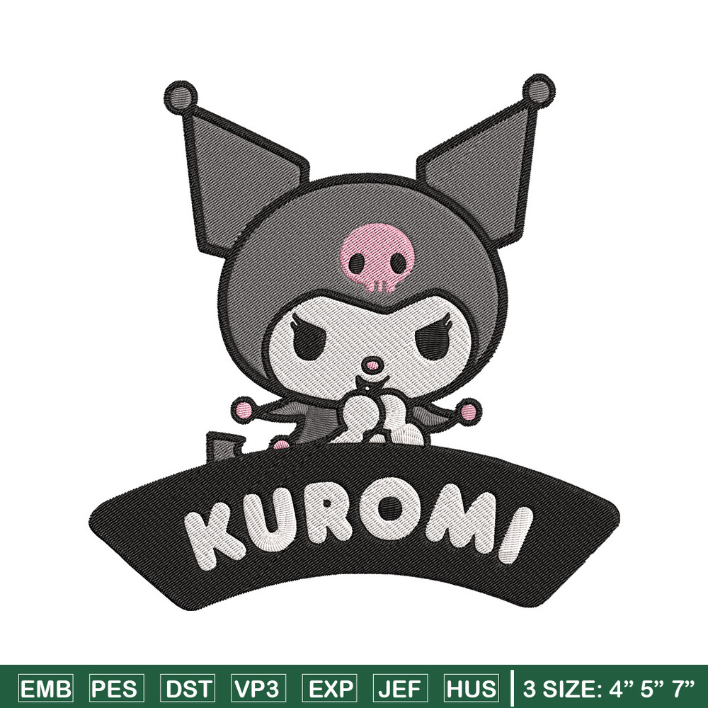 Kuromi logo Embroidery Design, Hello kitty Embroidery, Embroidery File, Anime Embroidery, Anime shirt, Digital download.jpg
