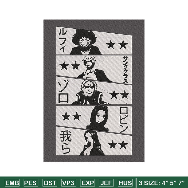 Luffy friends Embroidery Design, One piece Embroidery, Embroidery File, Anime Embroidery, Anime shirt, Digital download.jpg