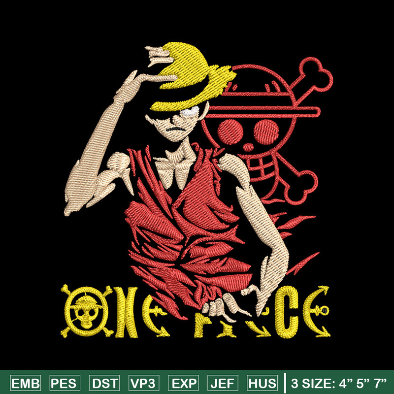 Luffy poster Embroidery Design, One piece Embroidery, Embroidery File, Anime Embroidery, Anime shirt,Digital download..jpg