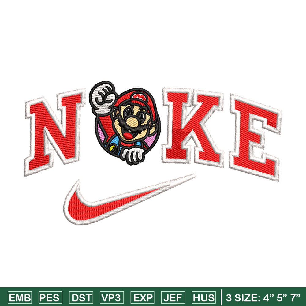 Mario swoosh embroidery design, Mario embroidery, Embroidery file, Embroidery shirt, Nike design,Digital download.jpg