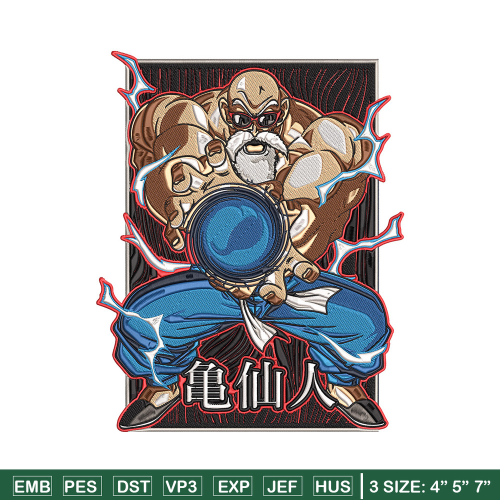 Master Roshi Embroidery Design, Dragonball Embroidery, Embroidery File, Anime Embroidery, Anime shirt, Digital download..jpg