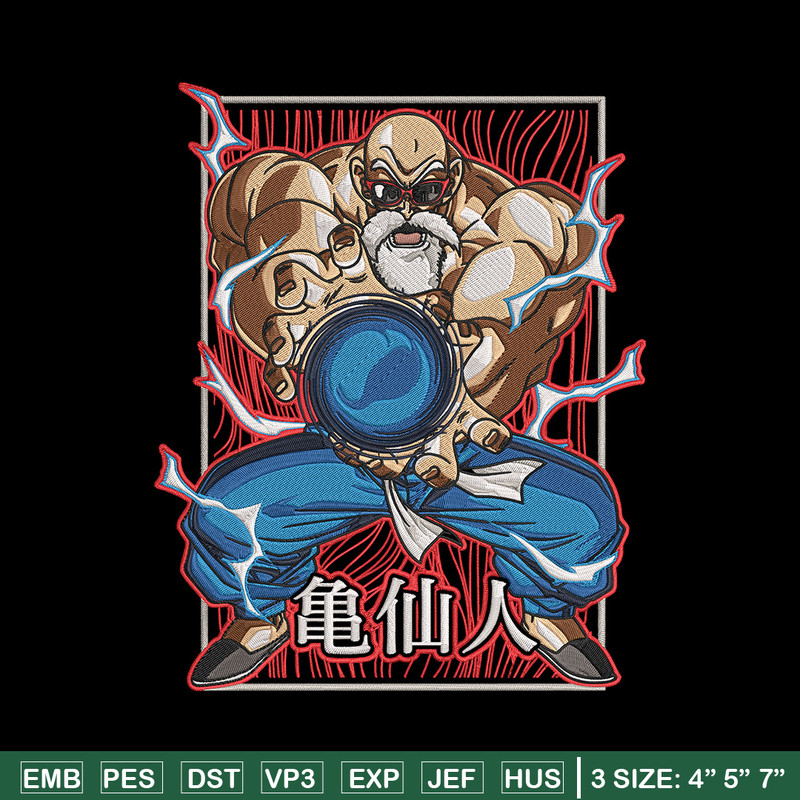 Master Roshi Embroidery Design, Dragonball Embroidery, Embroidery File, Anime Embroidery, Anime shirt, Digital download.jpg