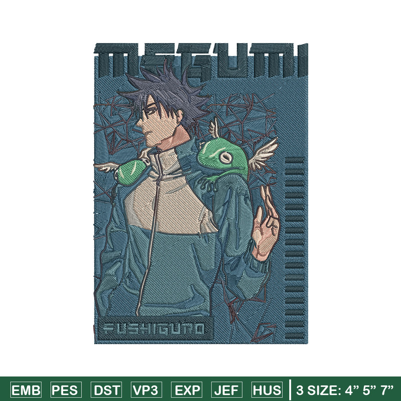 Megumi poster Embroidery Design, Jujutsu Embroidery, Embroidery File, Anime Embroidery, Anime shirt,Digital download.jpg