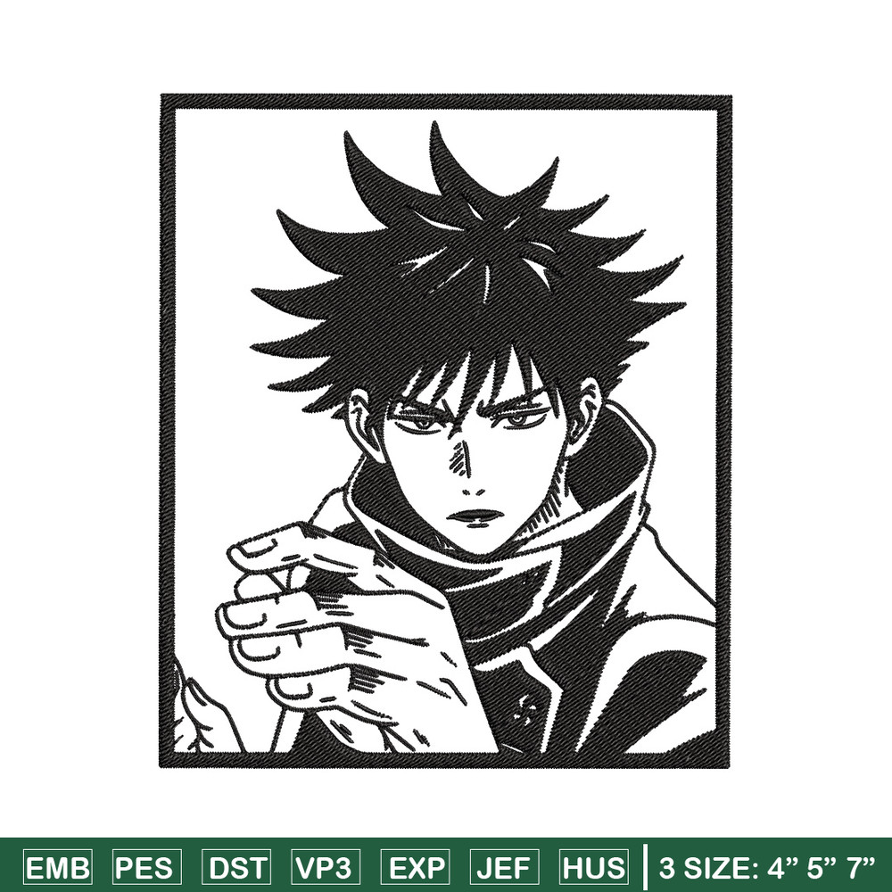 Megumi rectangle Embroidery Design, Jujutsu Embroidery, Embroidery File, Anime Embroidery, Anime shirt,Digital download.jpg