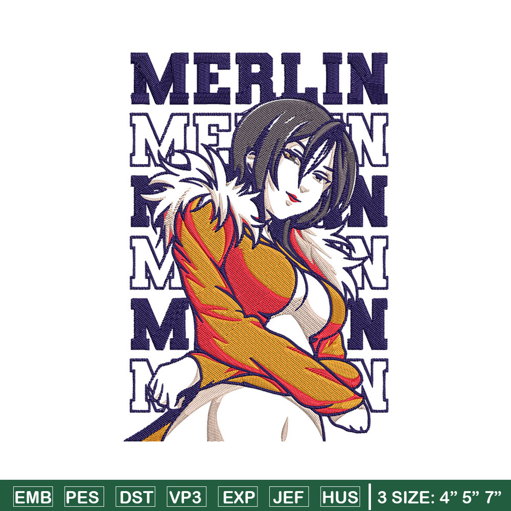 Merlin Embroidery Design, Seven Deadly Sins Embroidery, Embroidery File, Anime Embroidery, Anime shirt, Digital download.jpg