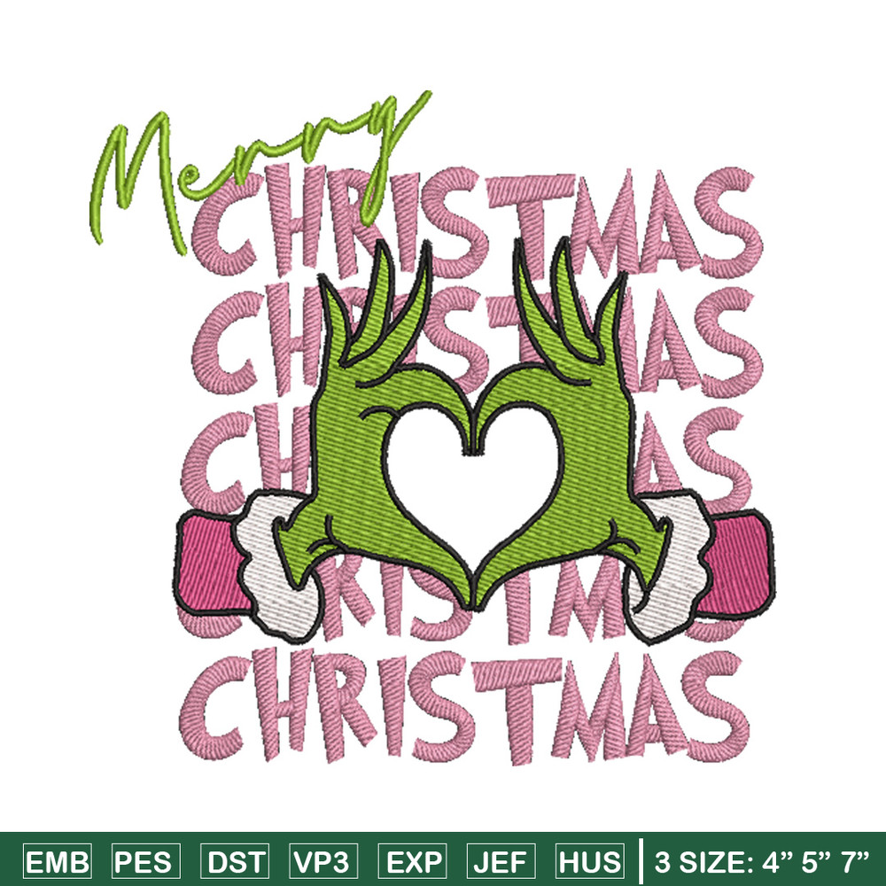 Merry chrismas embroidery design, Grinch embroidery, Chrismas design,Embroidery shirt, Embroidery file, Digital download.jpg