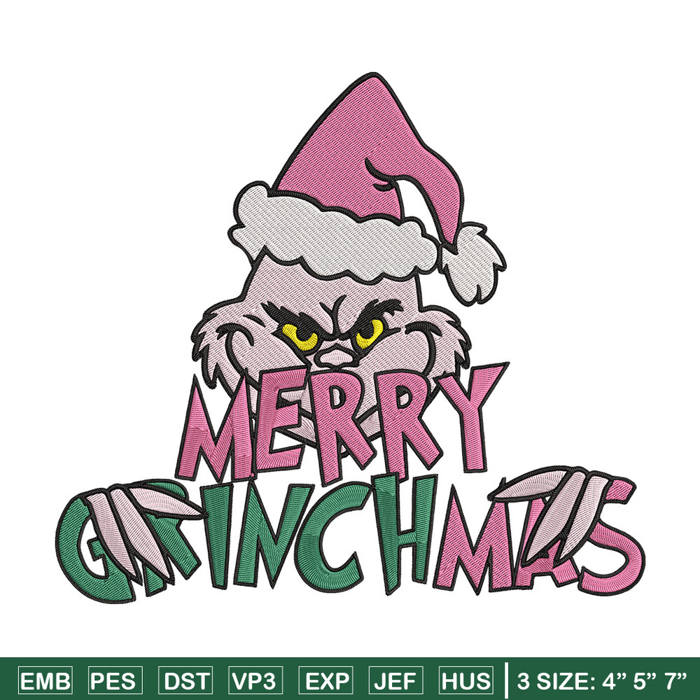 Merry Grinchmas Embroidery Design, Grinch Embroidery,Embroidery File, Chrismas Embroidery, Anime shirt, Digital download.jpg