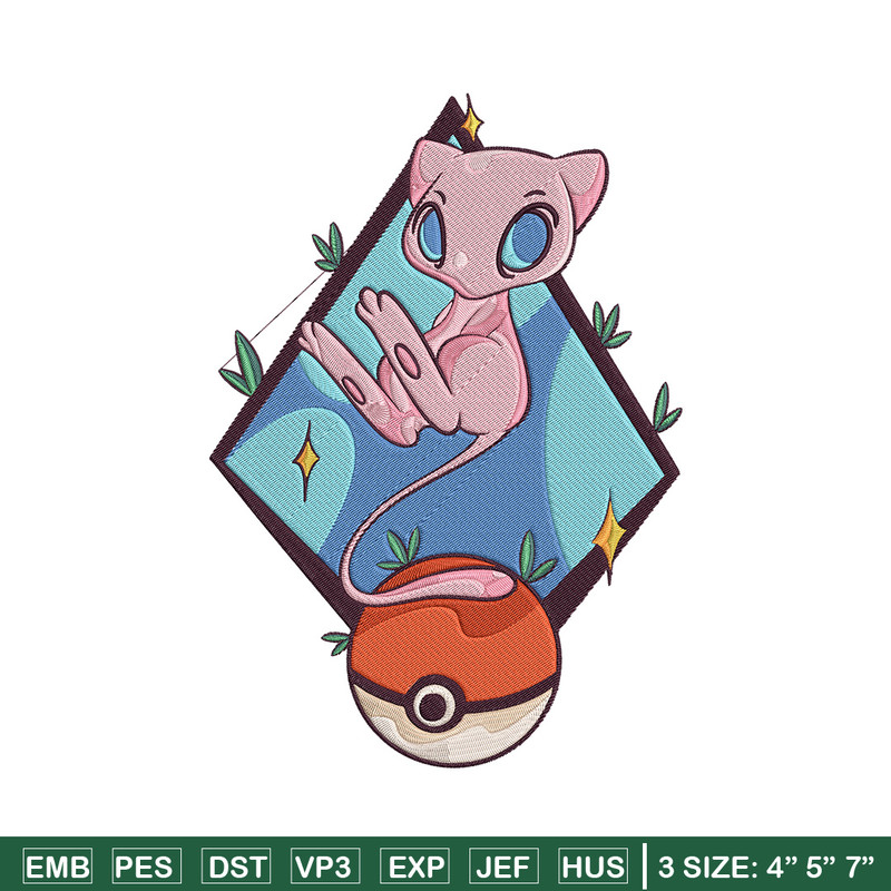 Mew poster Embroidery Design, Pokemon Embroidery, Embroidery File, Anime Embroidery, Anime shirt, Digital download.jpg