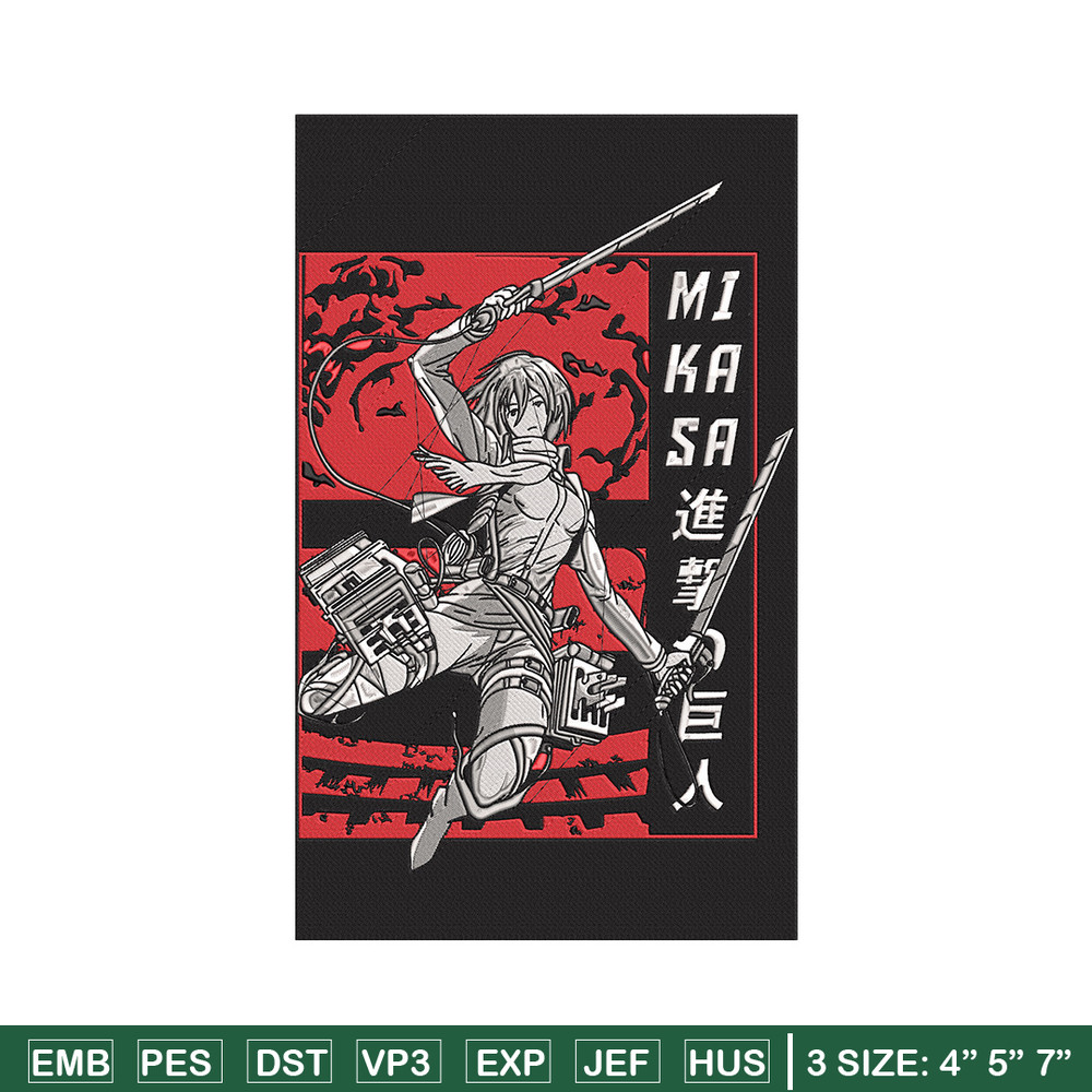 Mikasa poster Embroidery Design, Aot Embroidery, Embroidery File, Anime Embroidery,Anime shirt, Digital download.jpg